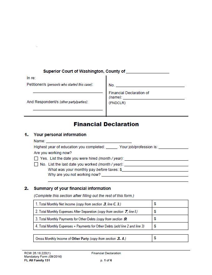 Superior Court form image