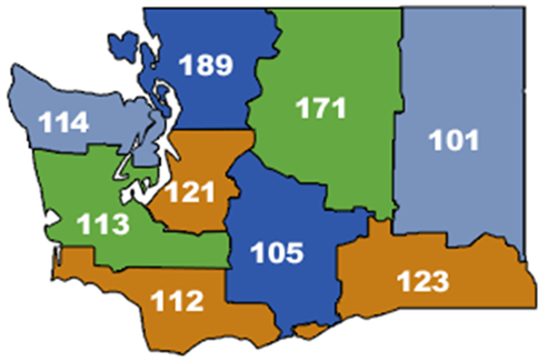 Washington State Map of Educational Service Districts served