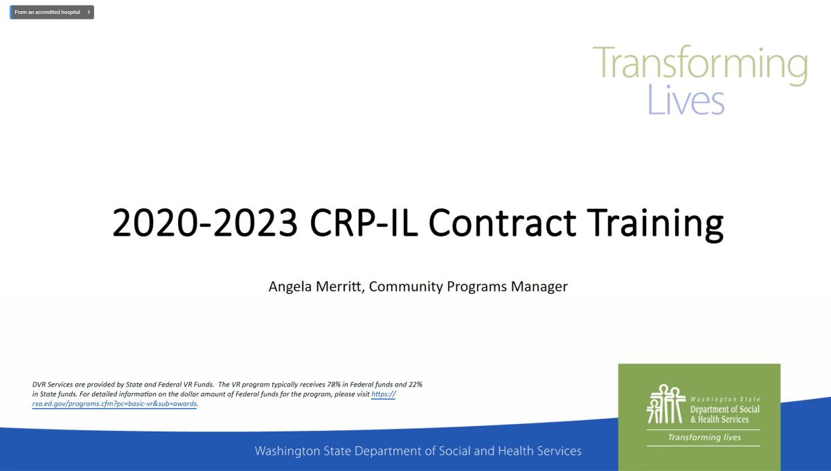 2020-2023 CRP-IL Contract Training Video Screenshot