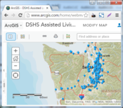 Map of Assisted Living Facilities at ArcGIS Online
