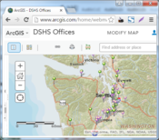 Map of DSHS Offices at ArcGIS Online