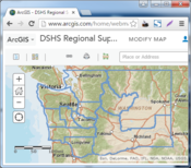 Map of DSHS Regions at ArcGIS Online