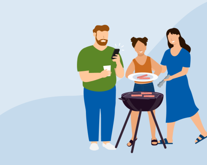 people at a barbecue 